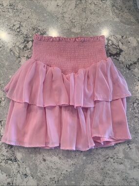 SHEIN Pink Tiered Smocked Mini Skirt